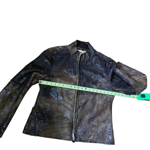 True Grit Brown Floral Rose Faux Fur Jacket Western Small L - Picture 9 of 13